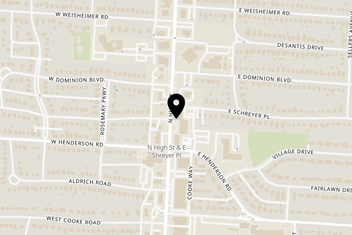 Map showing the location of Habaneros Fresh Mexican Grill Columbus on 4416 N High St in Columbus